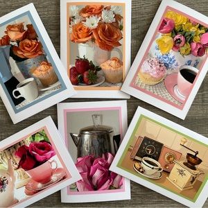 Six 5x7 Blank Photo Coffee Greeting cards